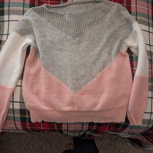 SHEIN Gray and Pink Colorblock Sweater